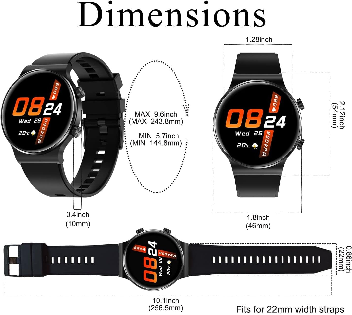 Smart Watch for Men,Fitness Tracker with Heart Rate Monitor, Activity Tracker Smartwatch,Waterproof,Long Battery Life,Message Notification,Smart Watches for Android Phone,Ios Phone (Black)