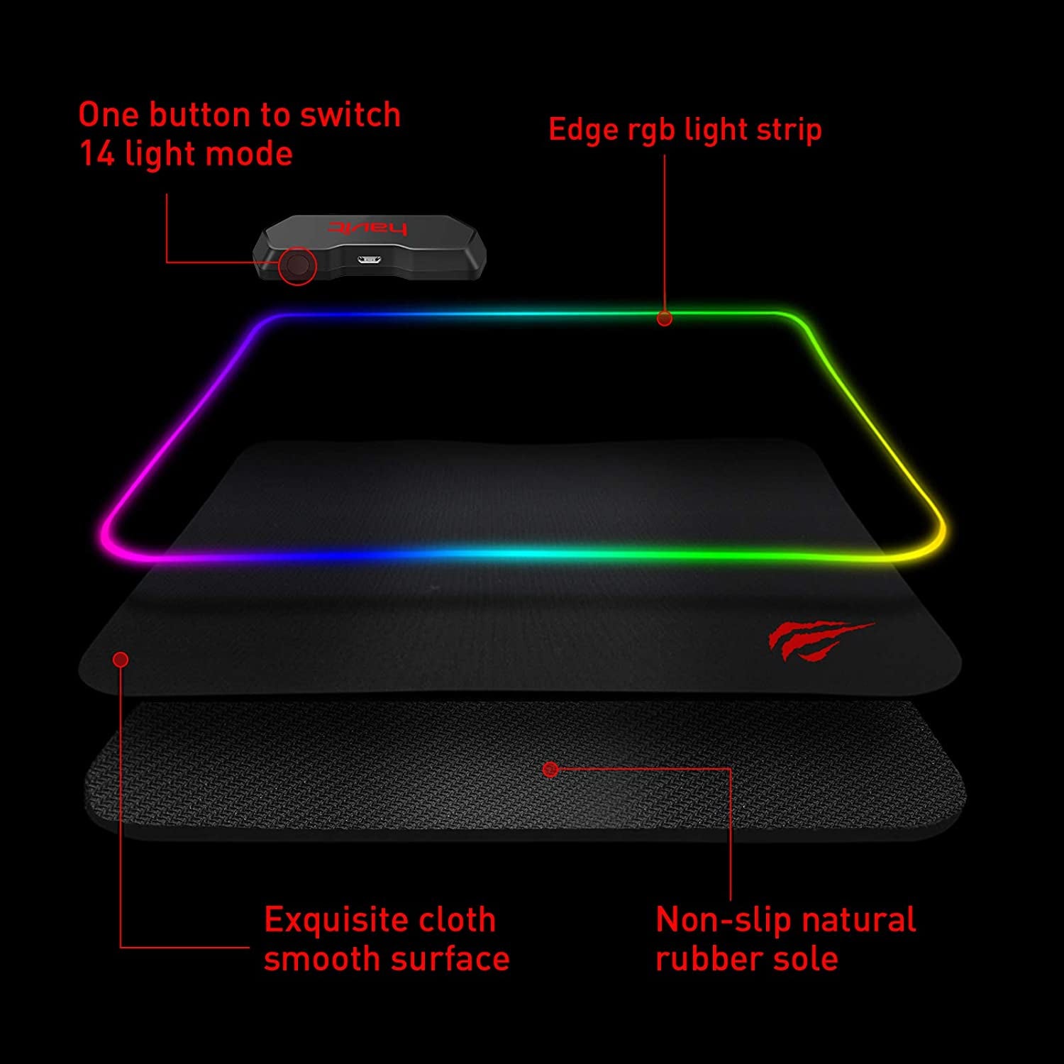 RGB Gaming Mouse Pad Soft Non-Slip Rubber