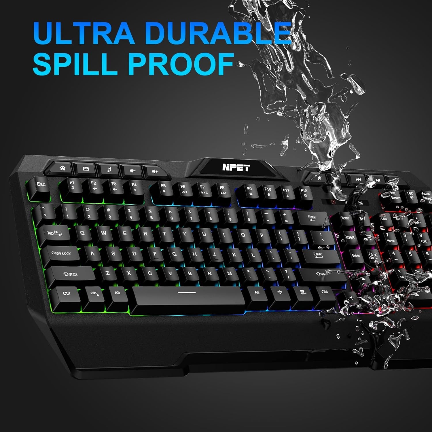 KM98 Triple Mode RGB Backlit Gaming Keyboard and Mouse Combo, 98 Key Quiet Mechanical Feel Keyboard, 7200 DPI Ergonomic Mouse, Spill-Resistant, for PC, Black (K32)