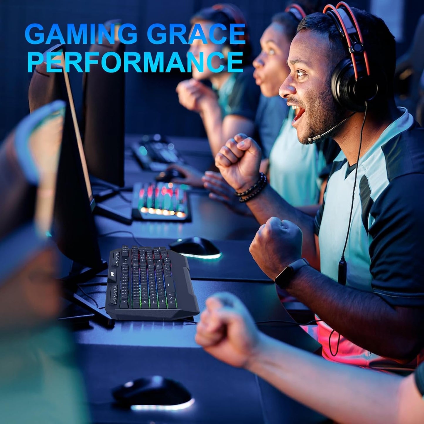 KM98 Triple Mode RGB Backlit Gaming Keyboard and Mouse Combo, 98 Key Quiet Mechanical Feel Keyboard, 7200 DPI Ergonomic Mouse, Spill-Resistant, for PC, Black (K32)