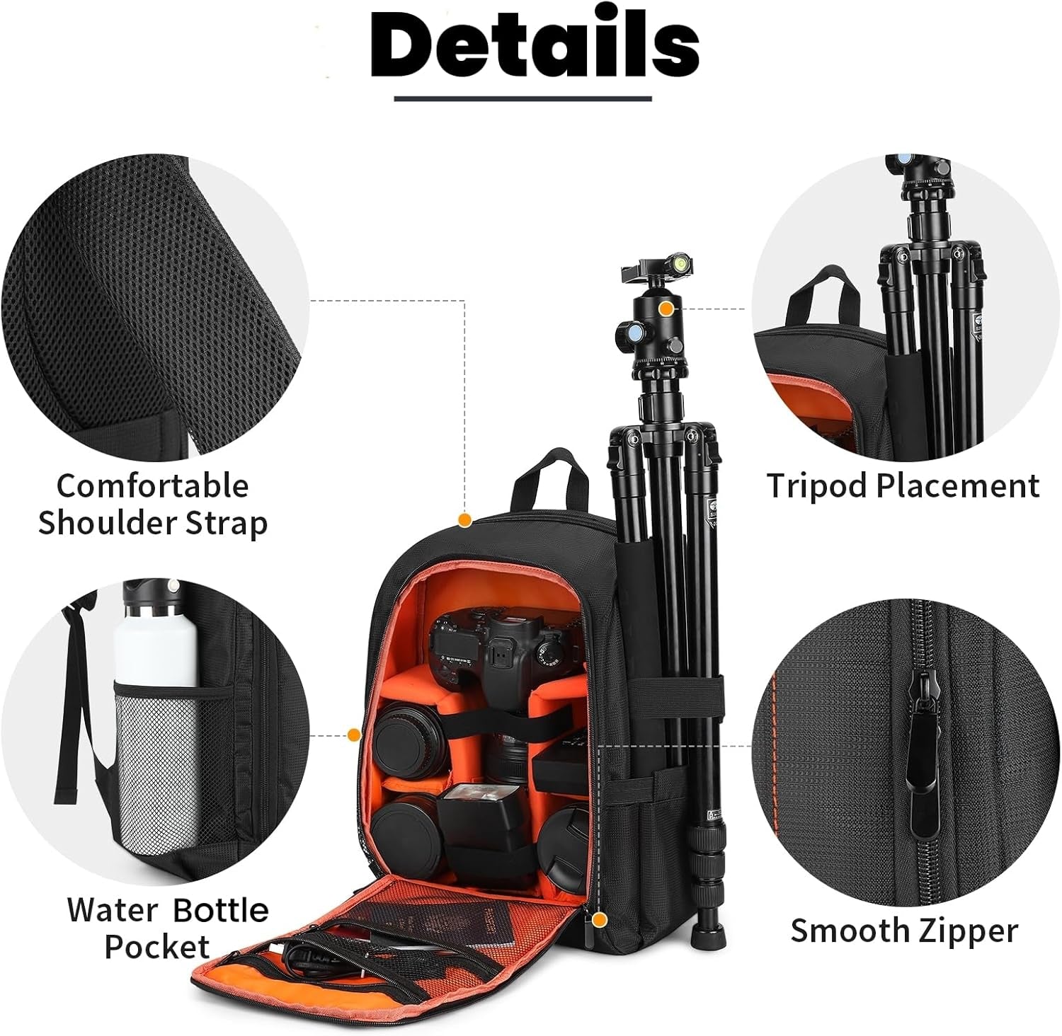 Camera Backpack for Photographer with Raincover