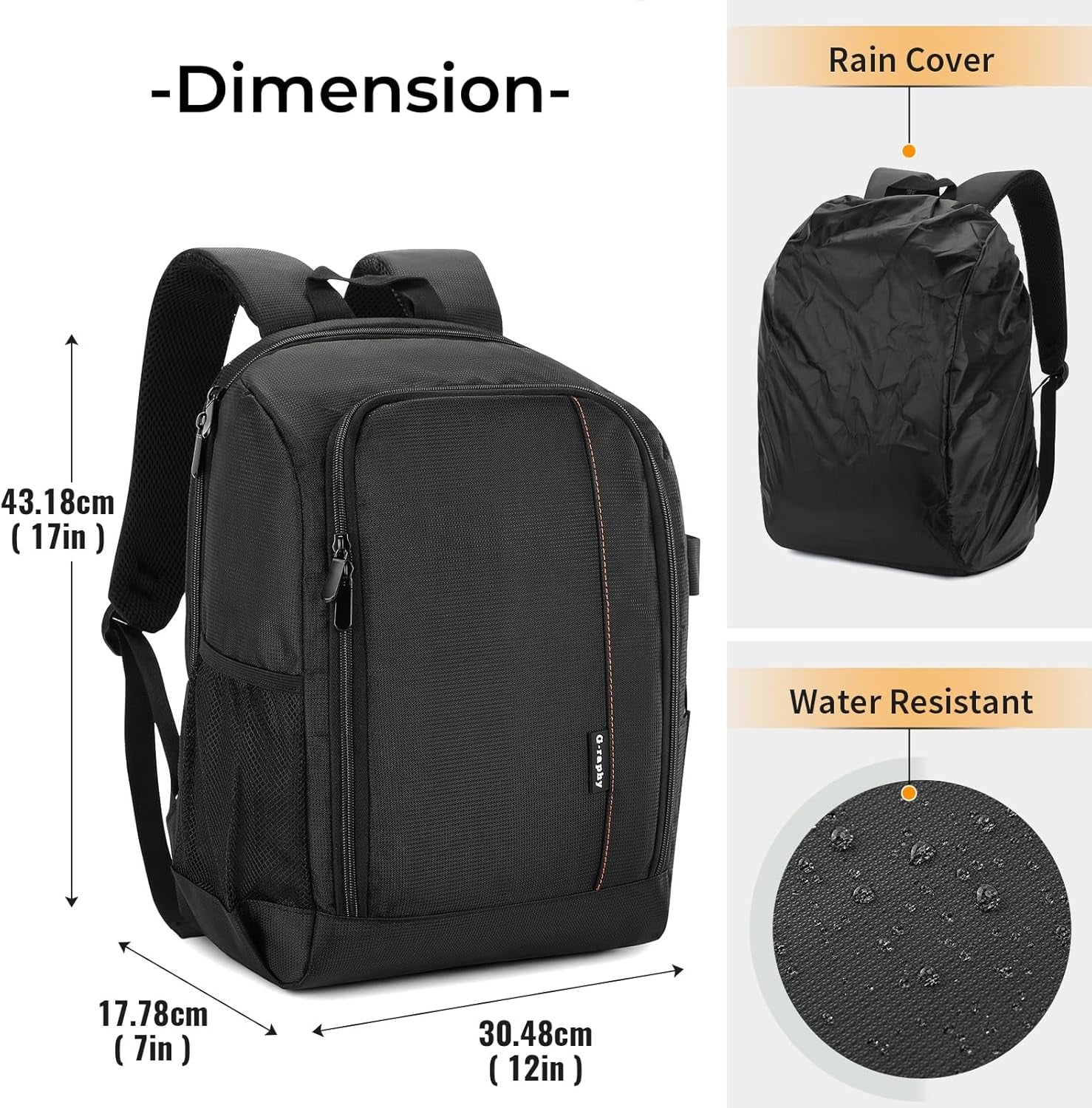 Camera Backpack for Photographer with Raincover