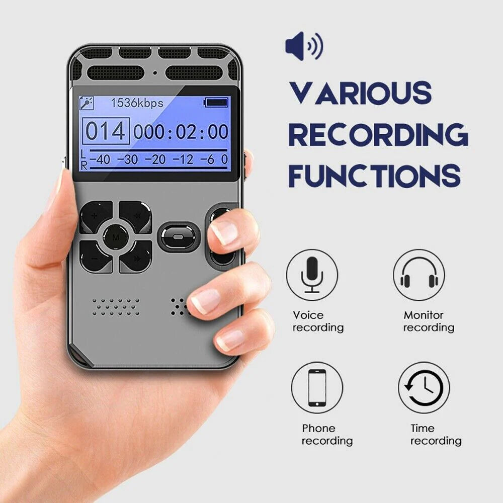 64GB Rechargeable Sound Voice Recorder MP3 Player