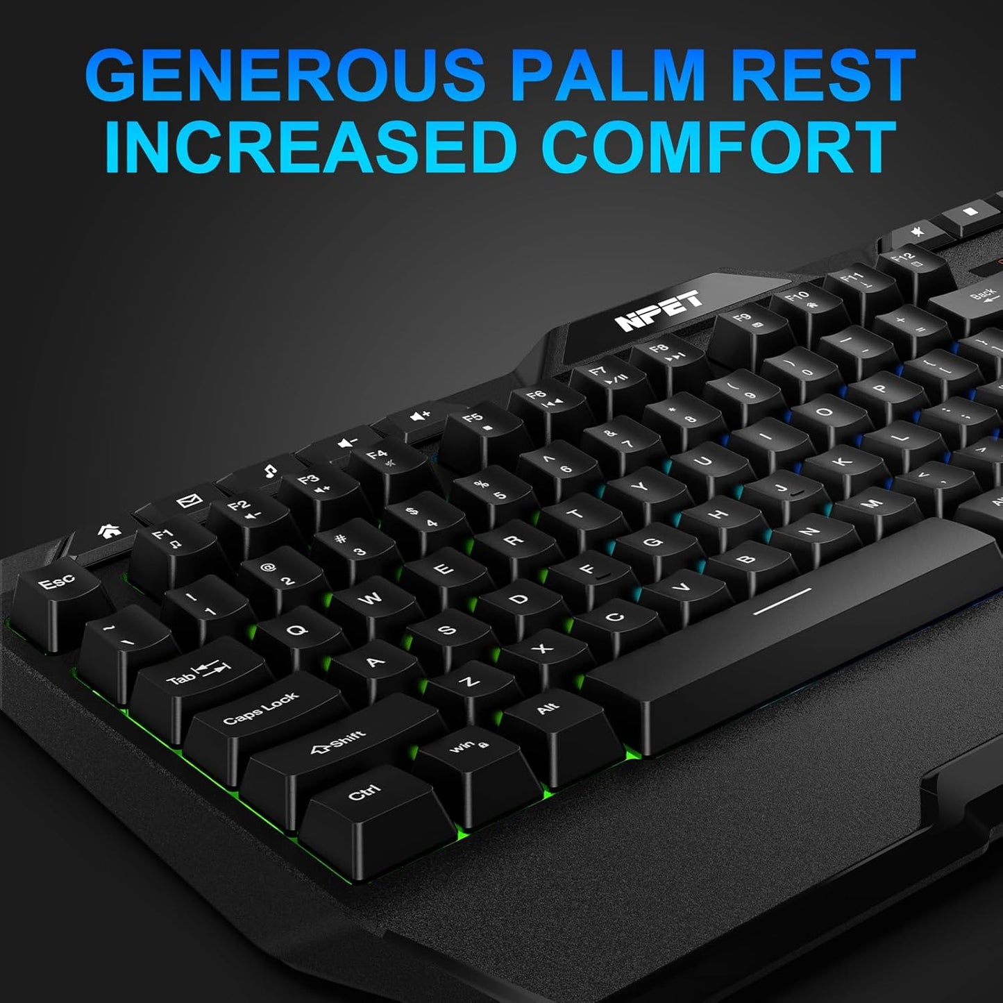 KM98 Triple Mode RGB Backlit Gaming Keyboard and Mouse Combo, 98 Key Quiet Mechanical Feel Keyboard, 7200 DPI Ergonomic Mouse, Spill-Resistant, for PC, Black (K32)