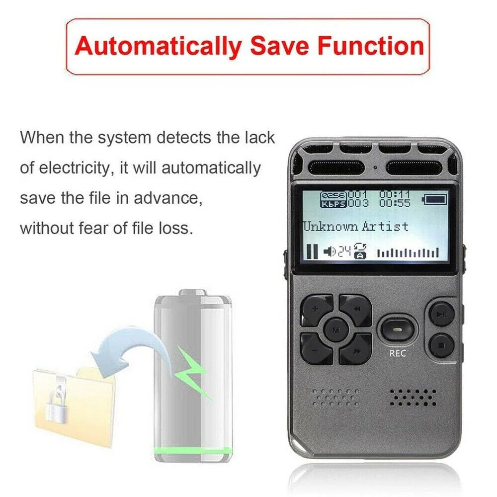 64GB Rechargeable Sound Voice Recorder MP3 Player